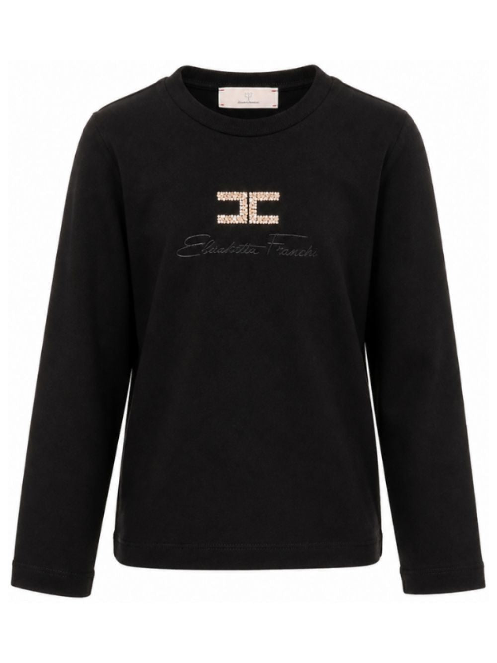 T-shirt per bambina Elisabetta Franchi La Mia Bambina nera con logo decorato EFTS273CJE018 N000 ElISABETTA FRANCHI KIDS