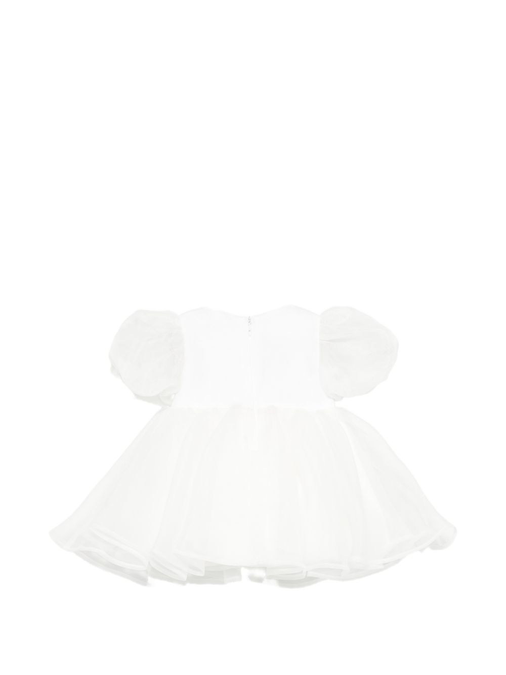 Abito per neonata Elisabetta Franchi La Mia Bambina bianco a sbuffo con dettaglio fiocco EGAB2420OR037 0004 ElISABETTA FRANCHI KIDS