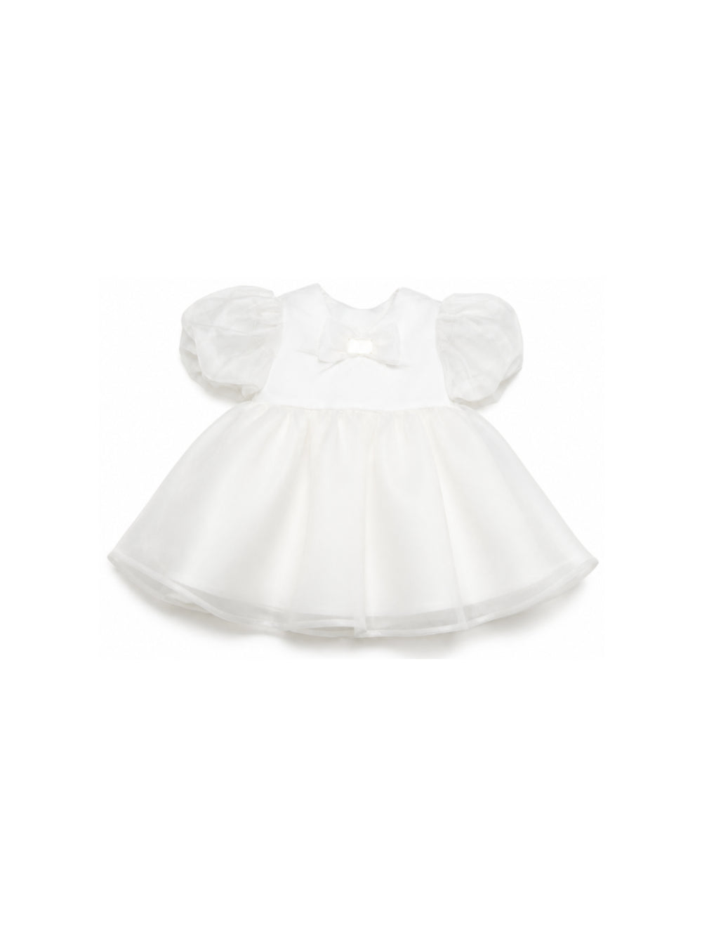 Abito per neonata Elisabetta Franchi La Mia Bambina bianco a sbuffo con dettaglio fiocco EGAB2420OR037 0004 ElISABETTA FRANCHI KIDS