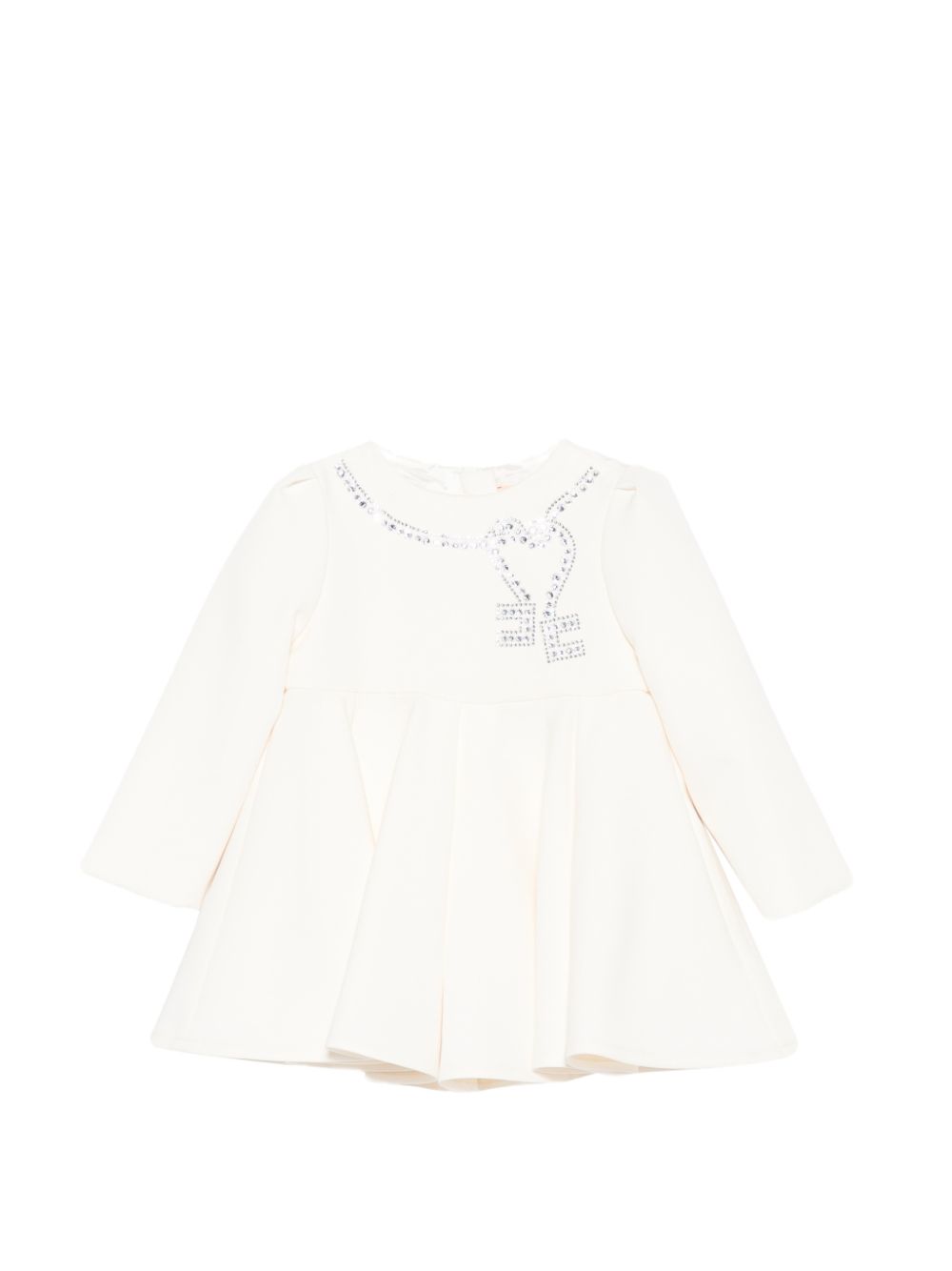 Abito per neonata Elisabetta Franchi La Mia Bambina bianco crema impreziosito da cristalli EGAB2440GA022 0075 ElISABETTA FRANCHI KIDS