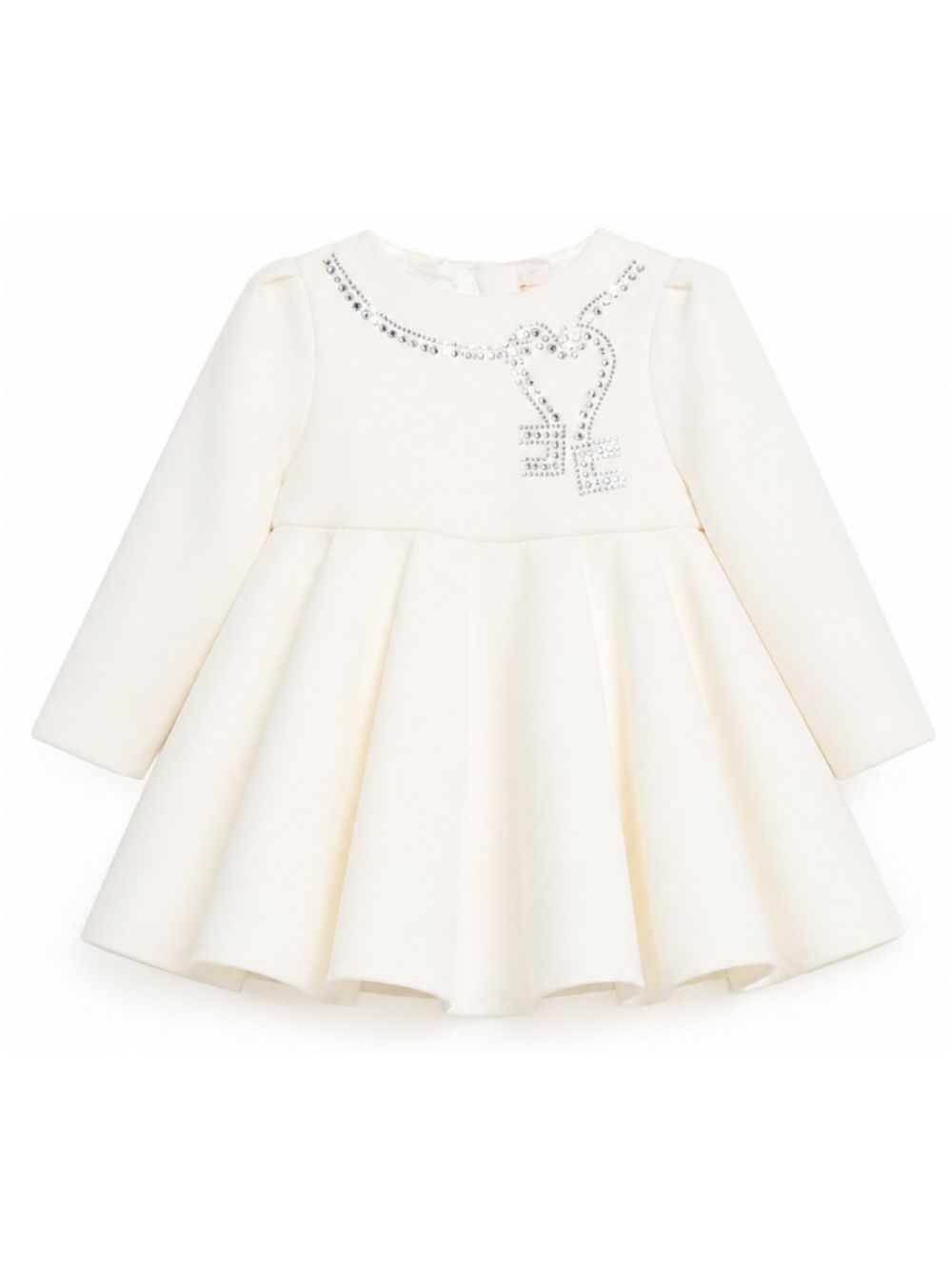 Abito per neonata Elisabetta Franchi La Mia Bambina bianco crema impreziosito da cristalli EGAB2440GA022 0075 ElISABETTA FRANCHI KIDS