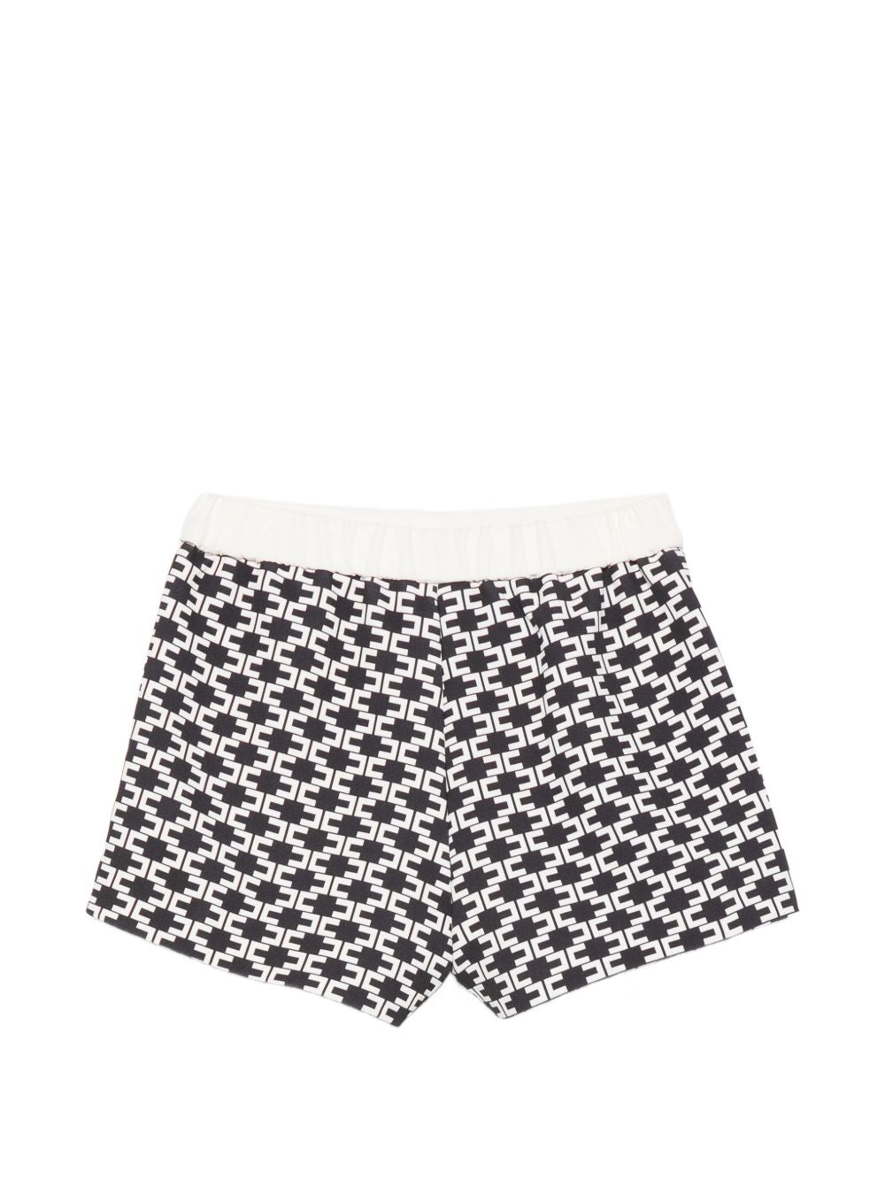 Shorts per neonata Elisabetta Franchi La Mia Bambina bianco e nero con stampa monogramma EGBE0320GA039 D948 ElISABETTA FRANCHI KIDS