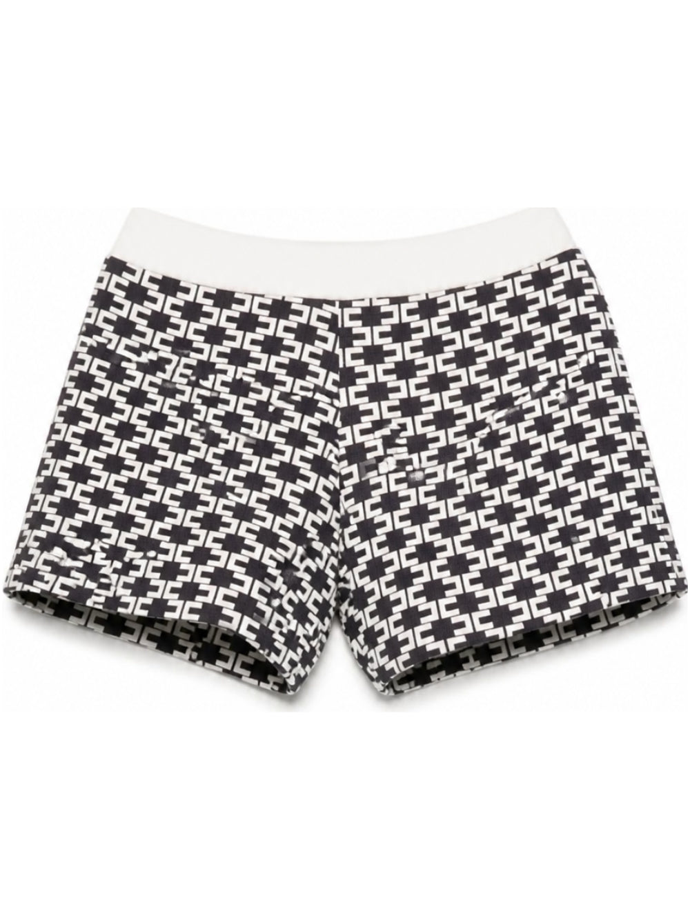 Shorts per neonata Elisabetta Franchi La Mia Bambina bianco e nero con stampa monogramma EGBE0320GA039 D948 ElISABETTA FRANCHI KIDS