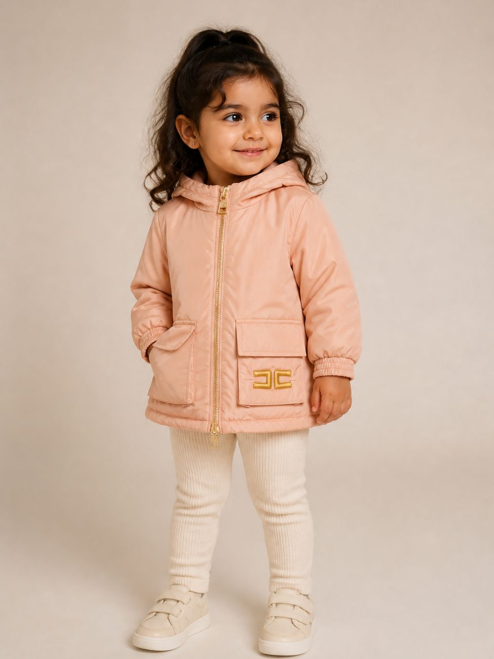 Giubbino per bambina Elisabetta Franchi la Mia Bambina Kids rosa con logo ricamato sul davanti EGGB041CNY044 C076 ElISABETTA FRANCHI KIDS