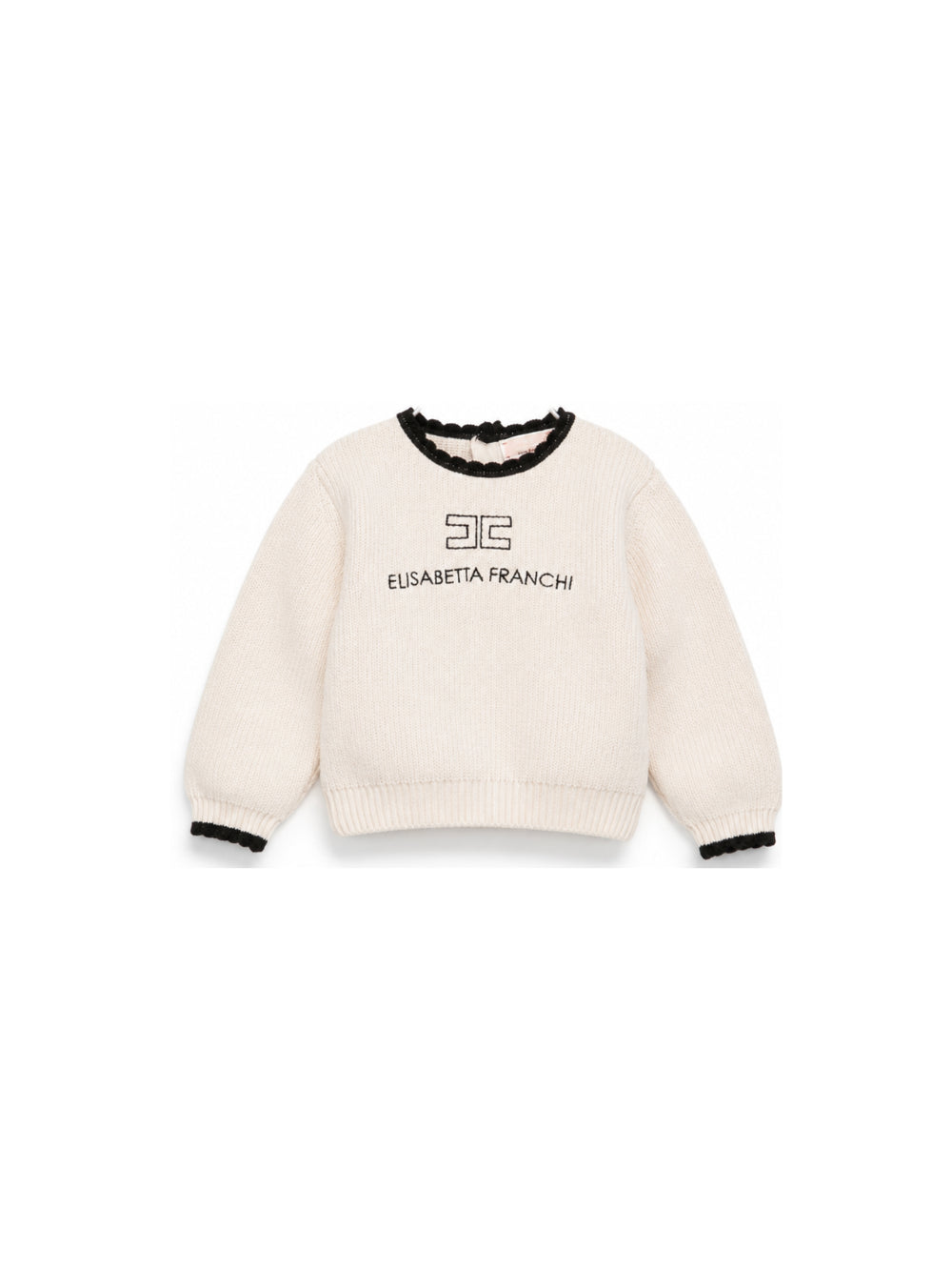 Maglione per neonata Elisabetta Franchi La Mia Bambina beige con ricamo logo sul davanti EGMA060CFL001 0188 ElISABETTA FRANCHI KIDS