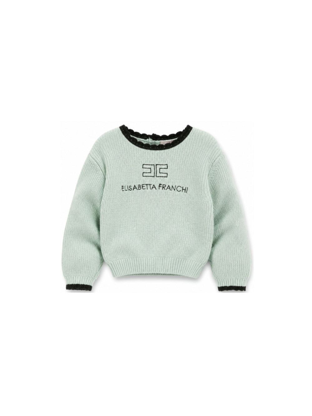 Maglione per neonata Elisabetta Franchi La Mia Bambina verde menta con logo ricamato sul davanti EGMA060CFL001 1090 ElISABETTA FRANCHI KIDS