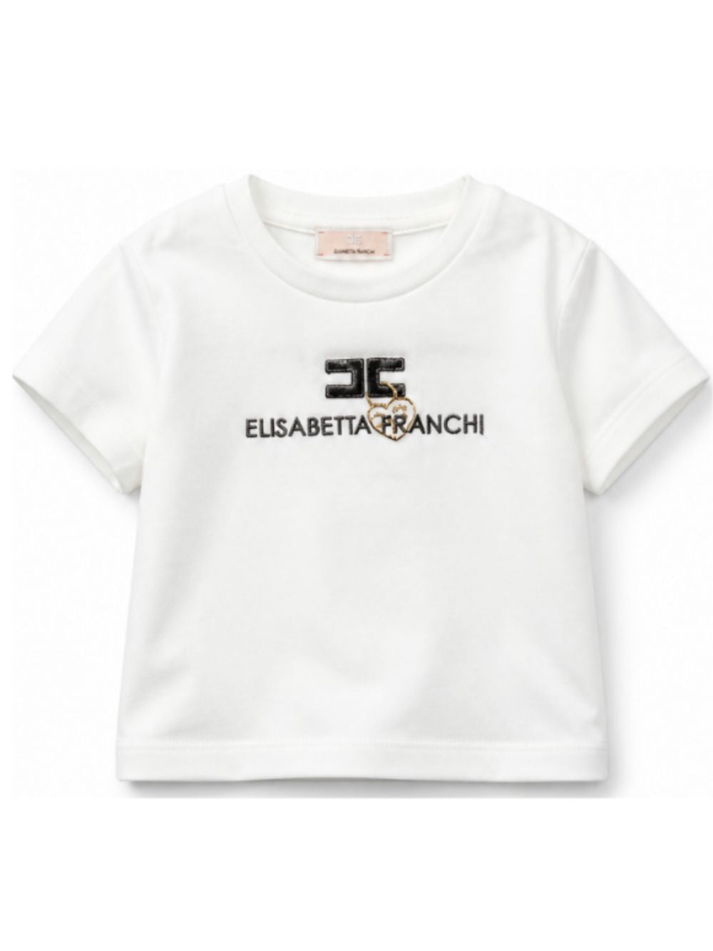 T-shirt per neonata Elisabetta Franchi La Mia Bambina bianca con logo sul davanti EGTS116CJE018 0156 ElISABETTA FRANCHI KIDS
