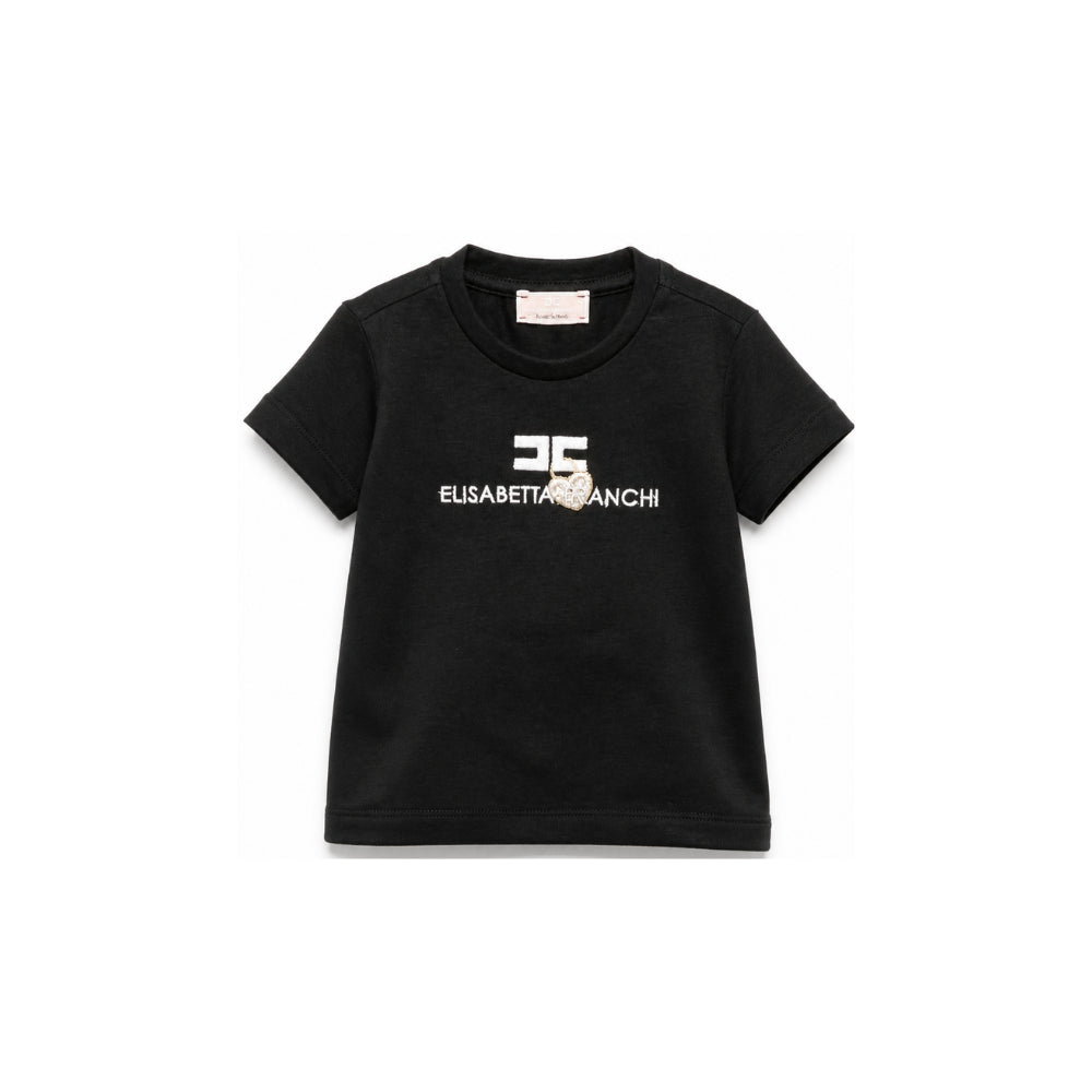 T-shirt per neonata Elisabetta Franchi La Mia Bambina nera con logo sul davanti EGTS116CJE018 N126 ElISABETTA FRANCHI KIDS