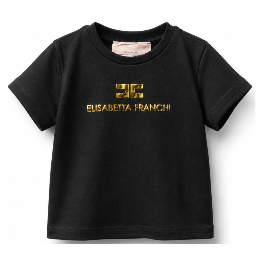 T-shirt per neonata Elisabetta Franchi La Mia Bambina nera con logo sul davanti EGTS120CJE018 N005 ElISABETTA FRANCHI KIDS