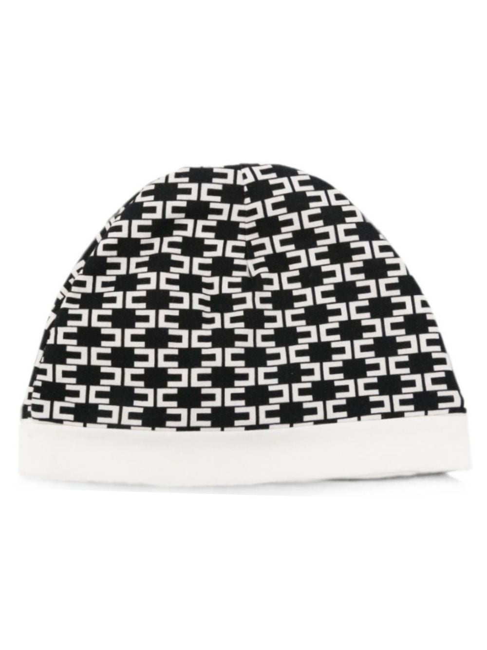 Cappellino per neonata Elisabetta Franchi La Mia Bambina bianco e nero con monogramma all-over ENCP0940JF054G D772 ElISABETTA FRANCHI KIDS