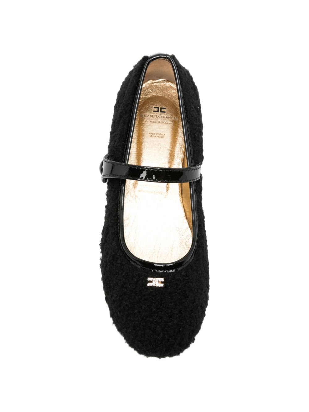 Ballerine per bambina Elisabetta Franchi La Mia Bambina nere con placca con logo F4A3E06271980 999 ElISABETTA FRANCHI KIDS