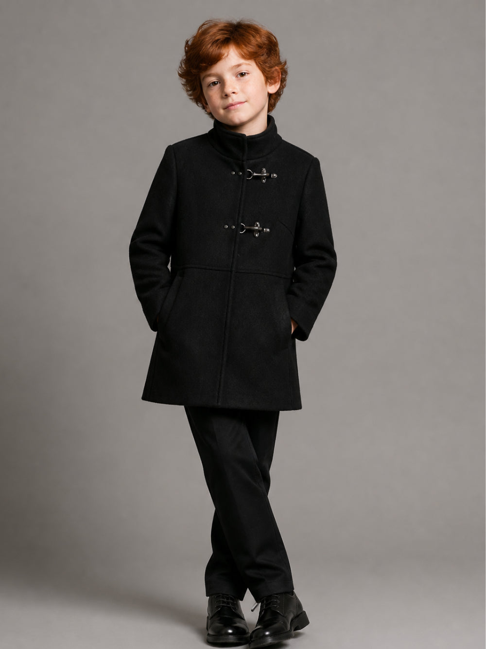Cappotto per bambino Fay Kids nero con chiusura moschettone FZ2A10 E0259 930 FAY KIDS