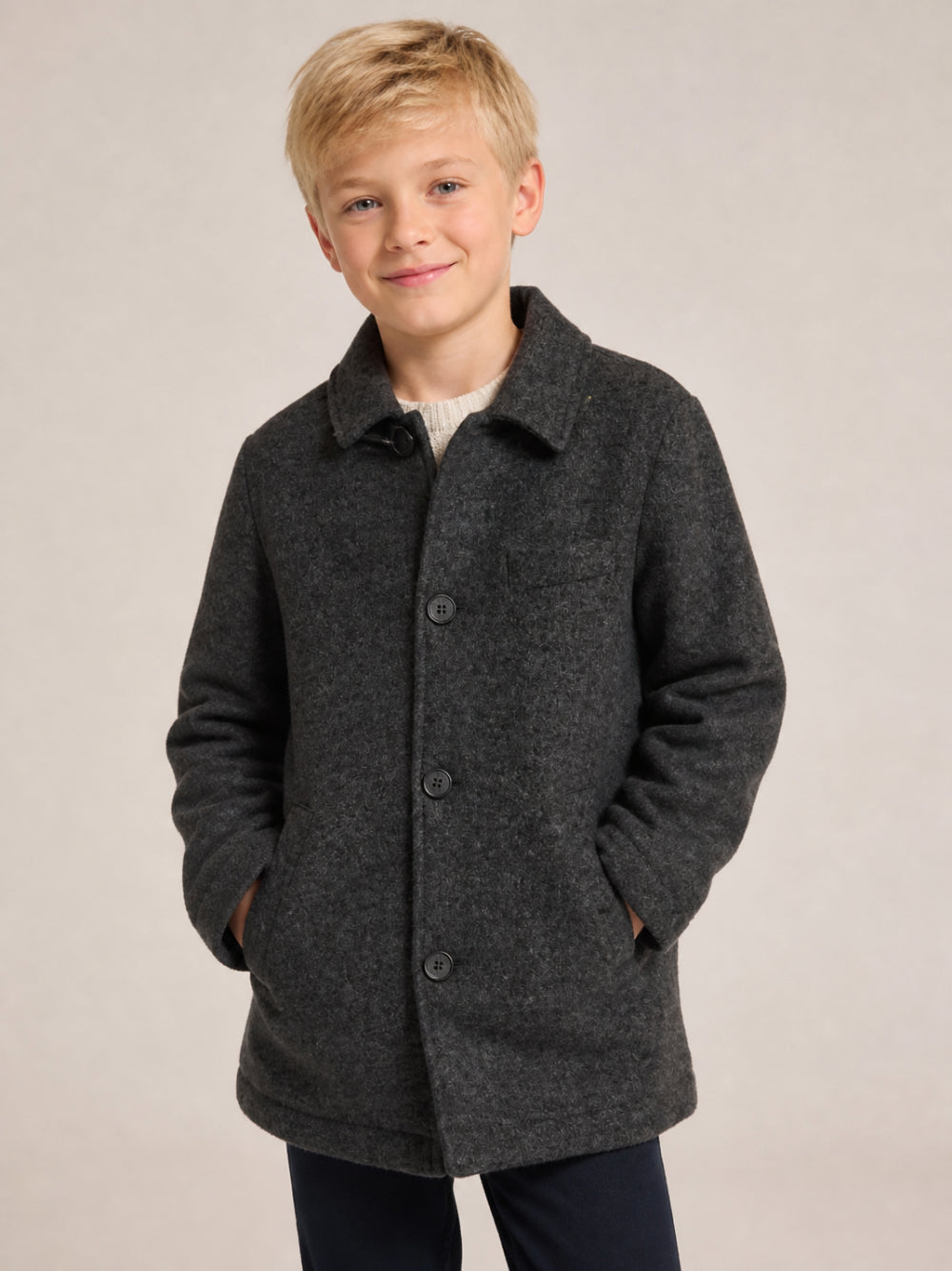 Cappotto per bambino Fay Kids grigio con chiusura frontale con bottoni FZ2H00 E0261 8A0 FAY KIDS