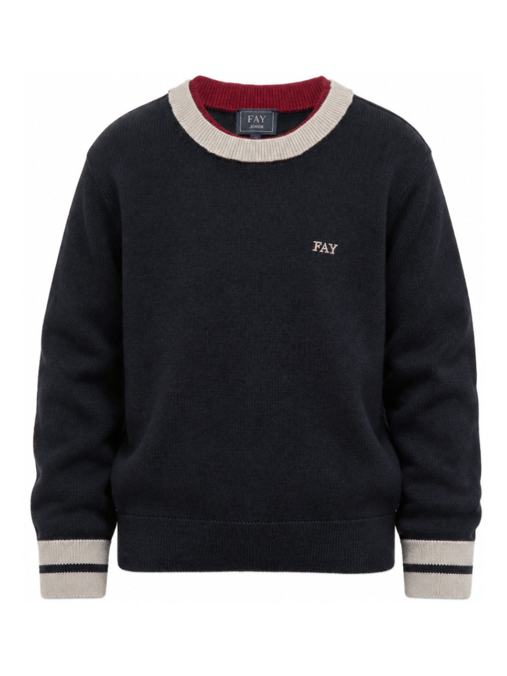 Maglione per bambino Fay Kids blu con logo ricamato sul davanti FZ9H00 W0012 621BG FAY KIDS