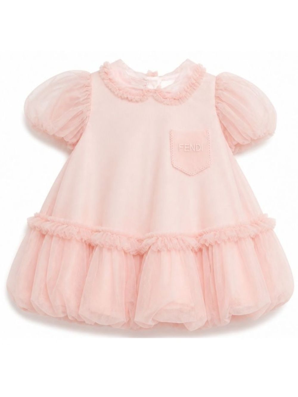 Abito per neonata Fendi Kids rosa con balze in tulle BFB627 AEXX F1UL9 FENDI KIDS
