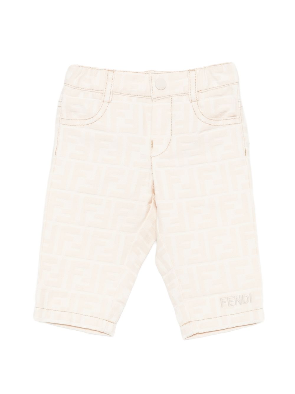 Pantaloni per neonato Fendi Kids crema con finitura con logo BUF274 AY8V F0XW5 FENDI KIDS