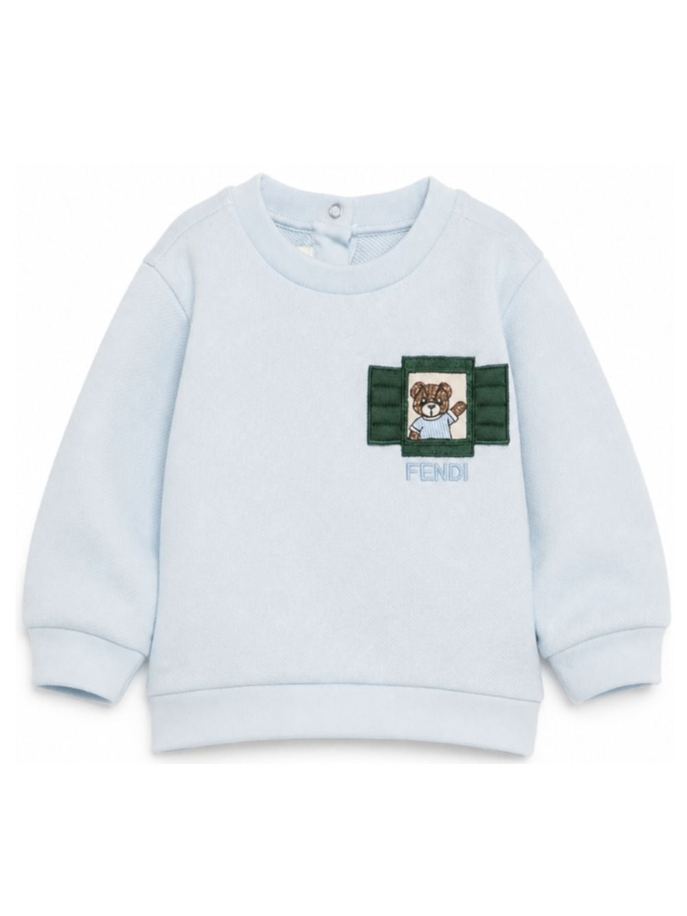 Felpa per neonato Fendi Kids azzurra con Teddy ricamato sul davanti BUH106 5V0 F0EX7 FENDI KIDS