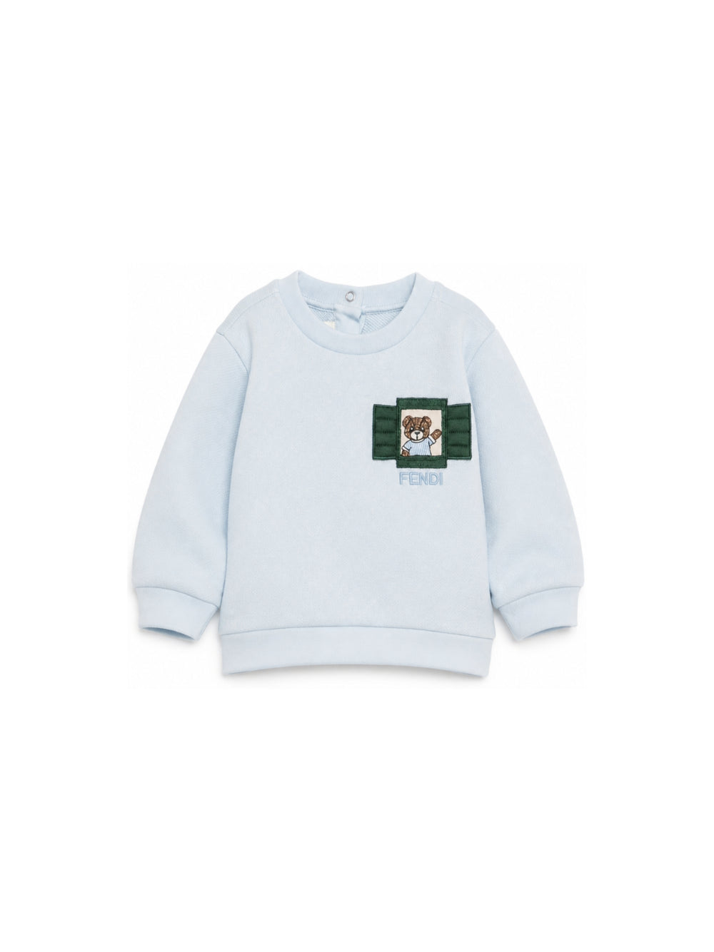 Felpa per neonato Fendi Kids azzurra con Teddy ricamato sul davanti BUH106 5V0 F0EX7 FENDI KIDS