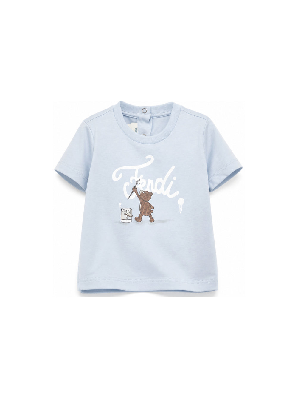 T-shirt per neonato Fendi Kids azzurra con logo sul davanti BUI120 AY8D F0EX7 FENDI KIDS