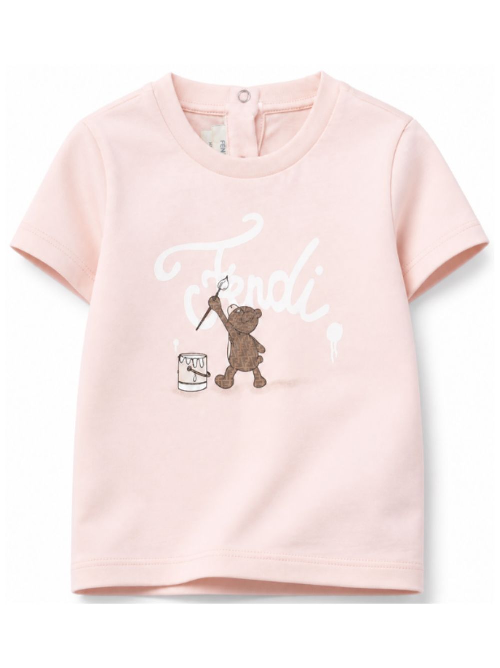 T-shirt per neonata Fendi Kids rosa con logo sul davanti BUI120 AY8D F1UL9 FENDI KIDS