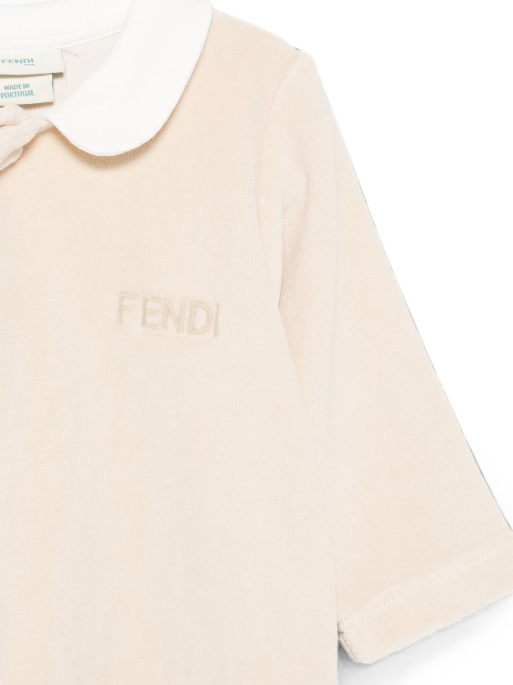 Set tutina e cappellino per neonati Fendi Kids beige con effetto velluto BUK166 AQU6 F19J5 FENDI KIDS