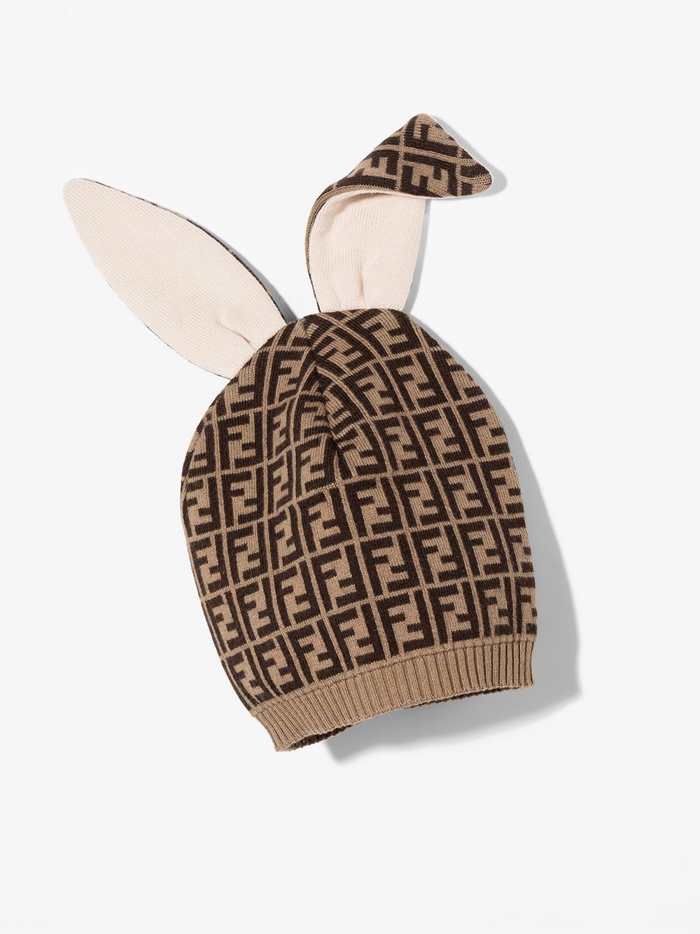 Berretto per neonati Fendi Kids marrone FF effetto jacquard BUP025 A3TE F0LMJ FENDI KIDS