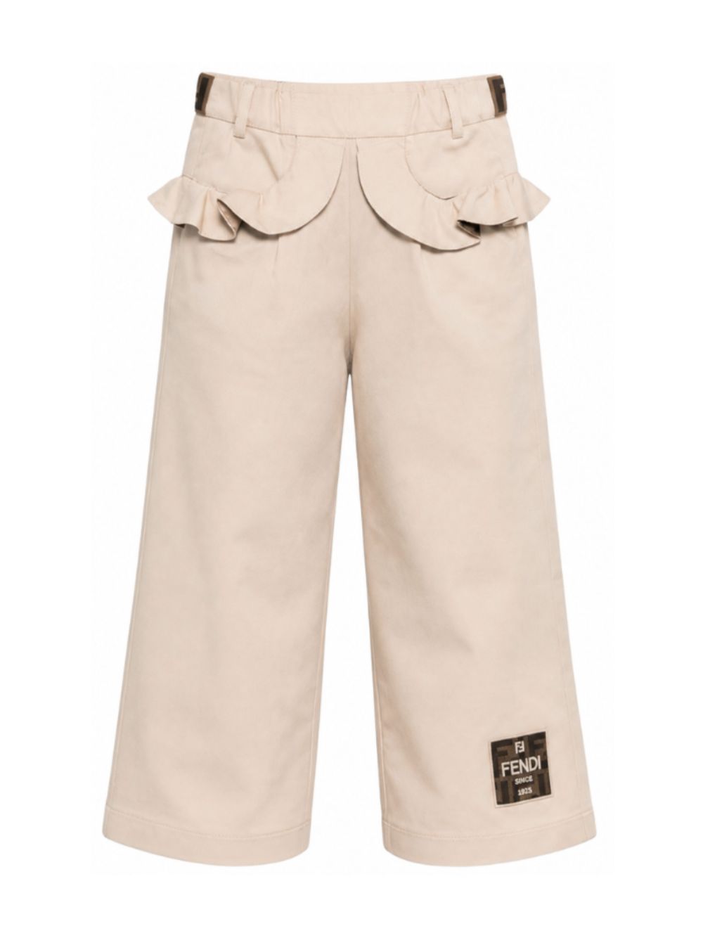 Pantaloni per bambina Fendi Kids beige con dettagli ruches JFF408 AS5Y F1P2N FENDI KIDS