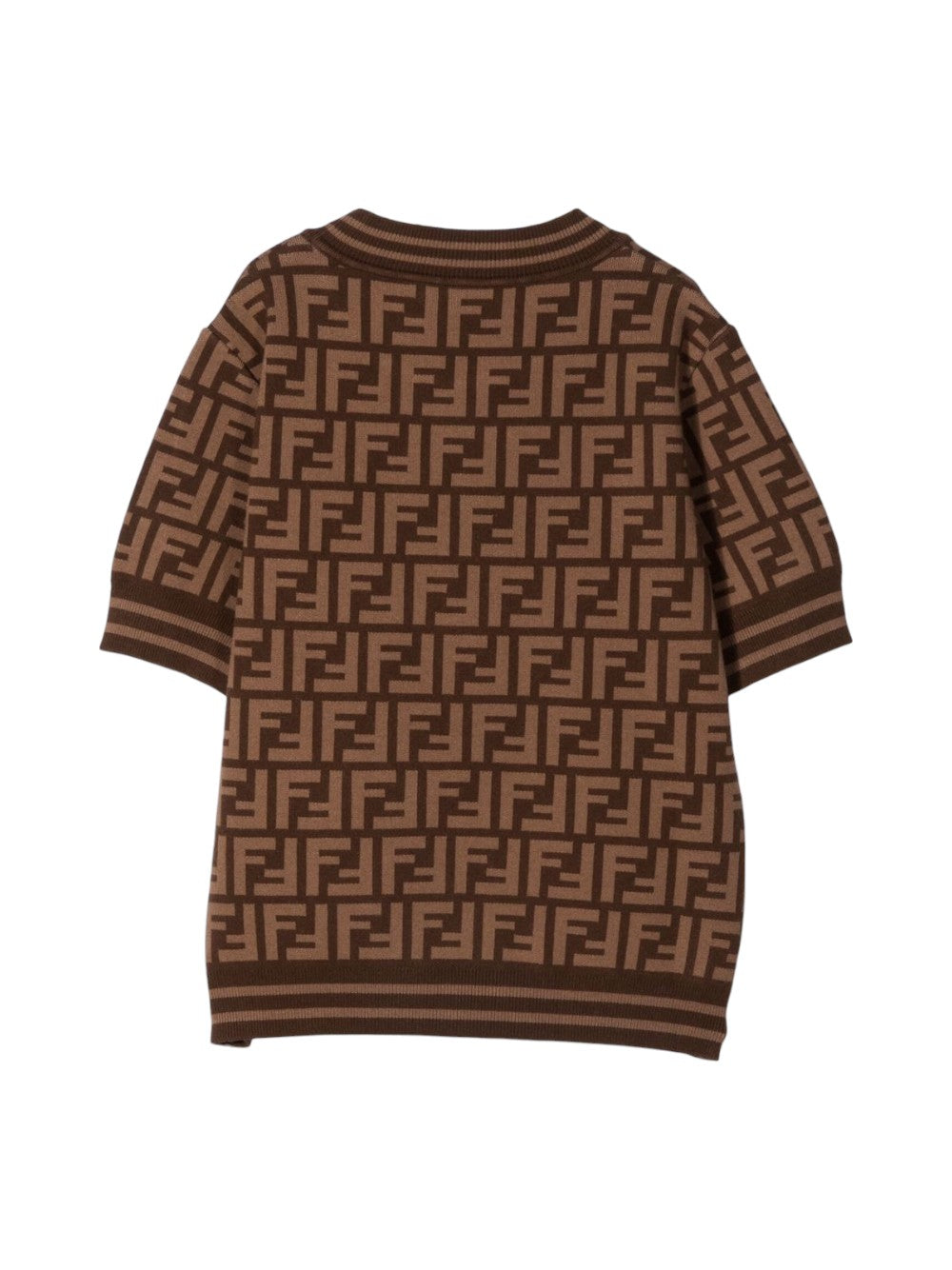 T-shirt per bambini Fendi Kids marrone con logo FF all-over JFG069 AEYD F15B6 FENDI KIDS
