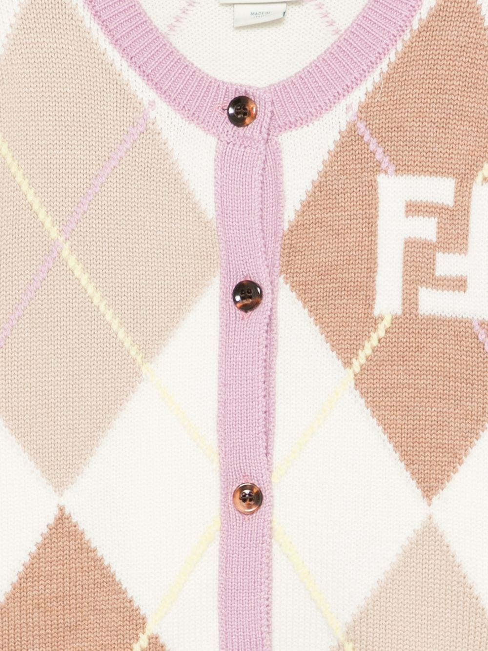 Maglione per bambina Fendi Kids beige con motivo argyle JFG266 AJ8X F1P2N FENDI KIDS
