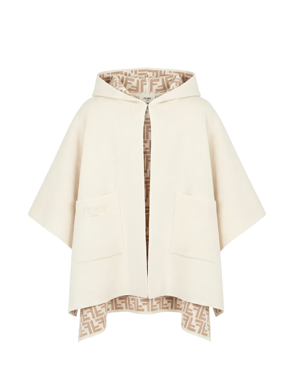 Poncho per bambina Fendi Kids beige con motivo con monogramma JFQ057 AO29 F0UQ1 FENDI KIDS