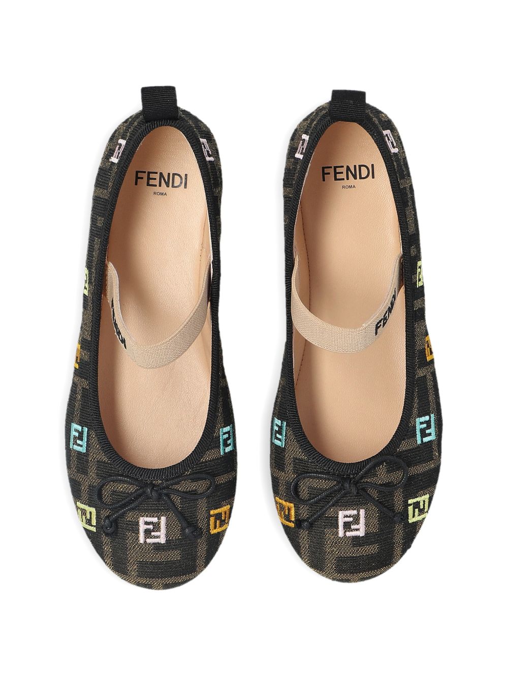 Ballerine per bambina Fendi Kids marrone con motivo FF JFR566 AWK2 F1HFI FENDI KIDS