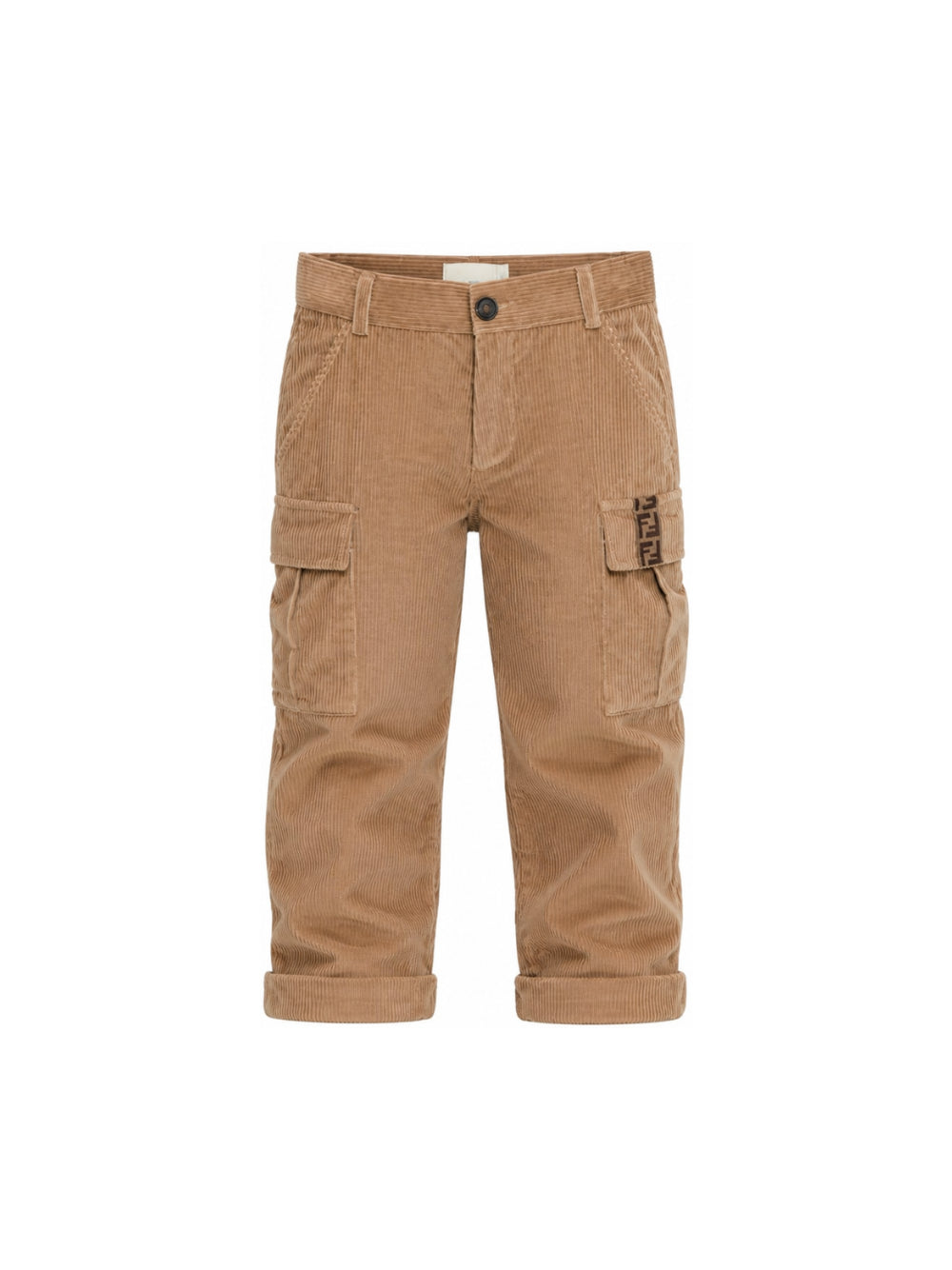 Pantaloni per bambino Fendi Kids marrone con tessuto a coste JMF601 AY8T F0QU5 FENDI KIDS