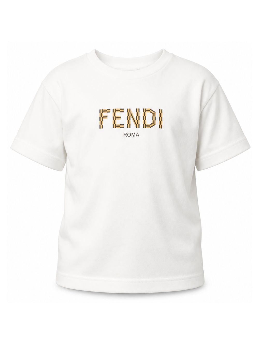 T-shirt per bambina Fendi Kids bianca con applicazione con logo JMI463 7AJ F0TU9 FENDI KIDS