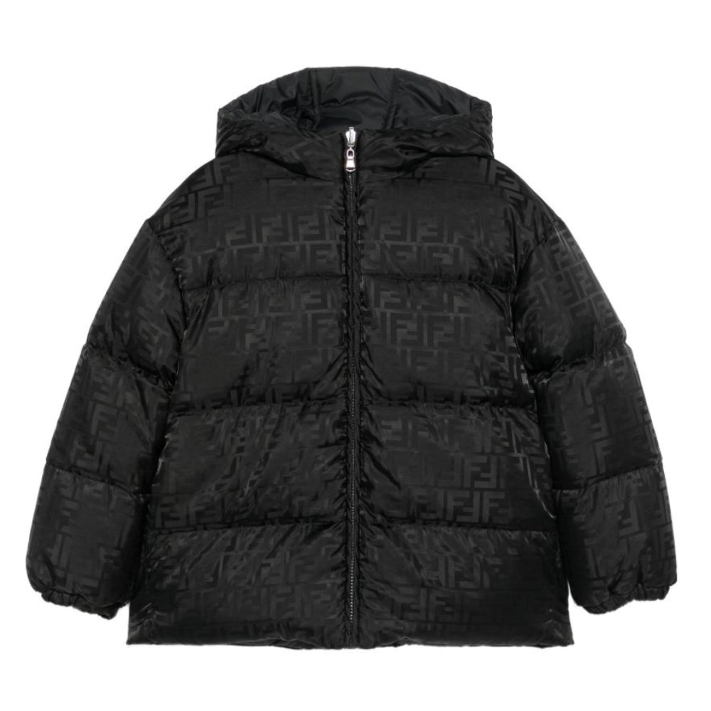 Giacca trapuntata per bambino Fendi Kids nera con logo FF JUA282 AJ8U F0GME FENDI KIDS