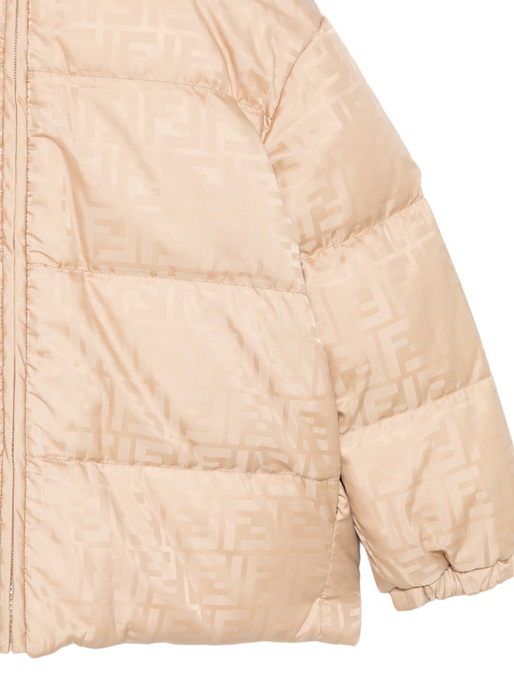 Giubbino per bambini Fendi Kids beige con logo FF jacquard all-over JUA282 AJ8U F1P2N FENDI KIDS