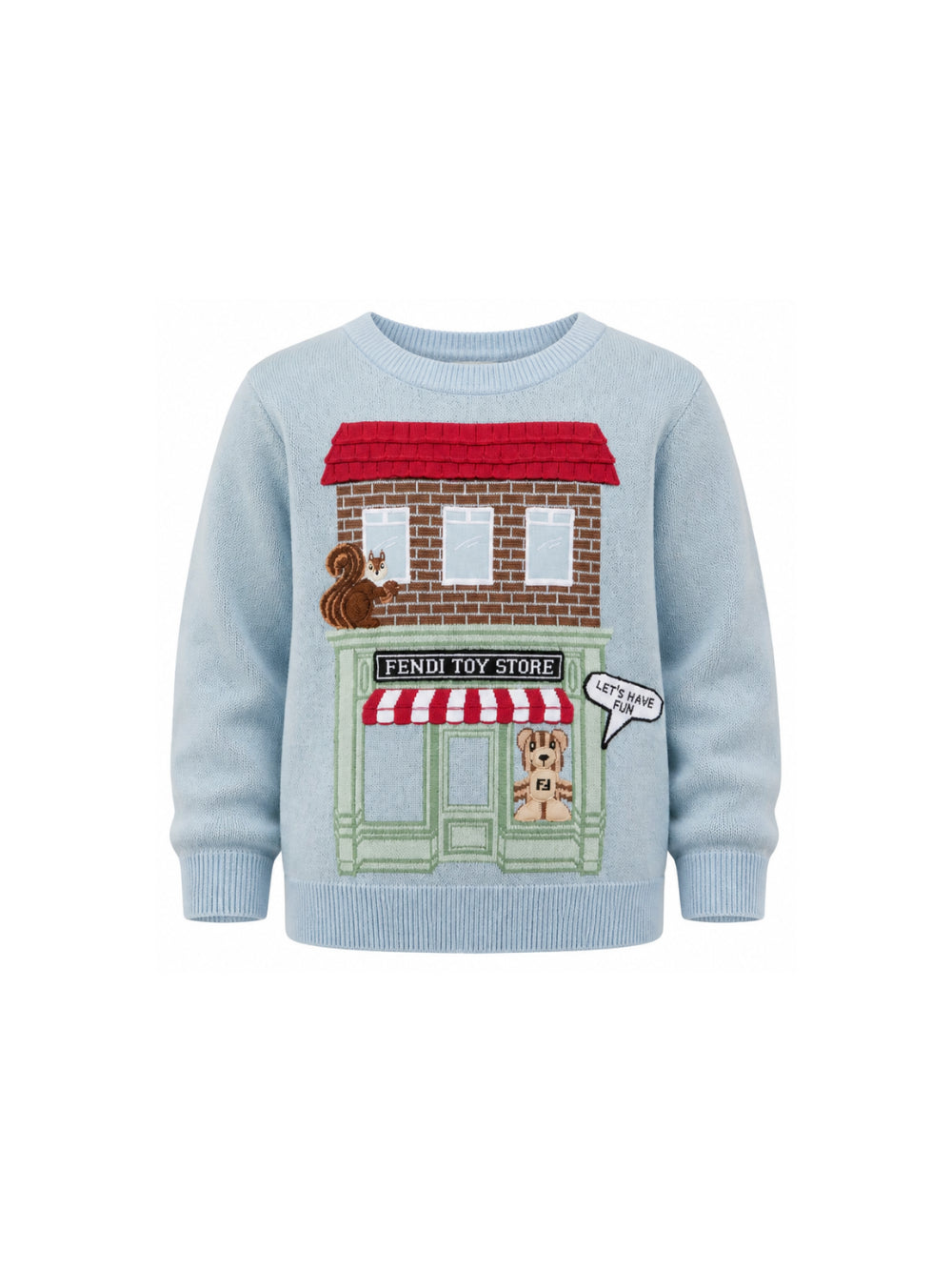 Maglione per bambino Fendi Kids azzurro con dettagli ricamati JUG222 AIXP F1V3R FENDI KIDS