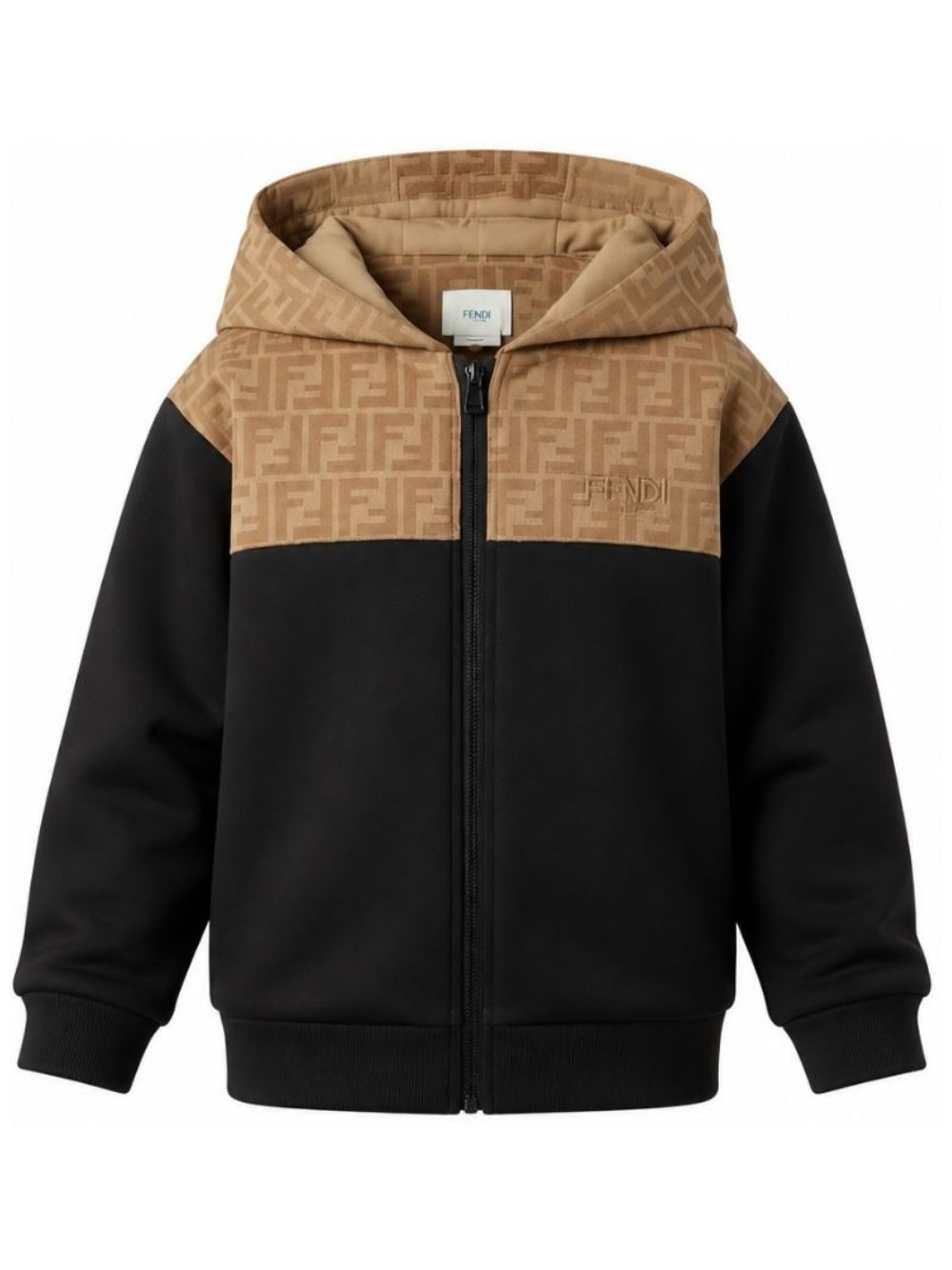 Felpa per bambino Fendi Kids nera con dettagli monogramma FF JUH106 5V0 F13IV FENDI KIDS