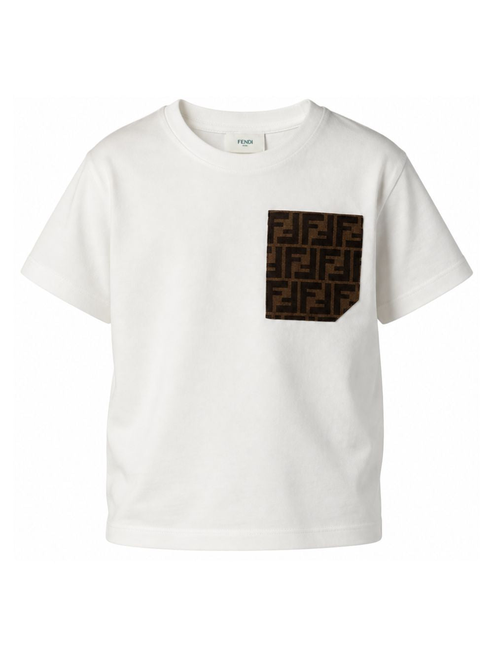 T-shirt per bambino Fendi Kids bianco latte a maniche corte JUI150 7AJ F0TU9 FENDI KIDS