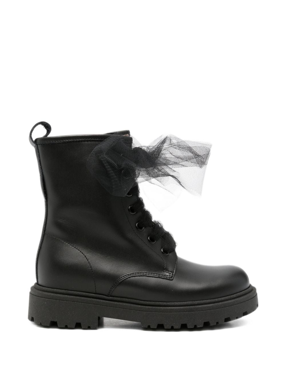 Stivali per bambina Florens Kids nera in pelle con dettaglio fiocco in tulle F2971 CAM NERO FLORENS KIDS