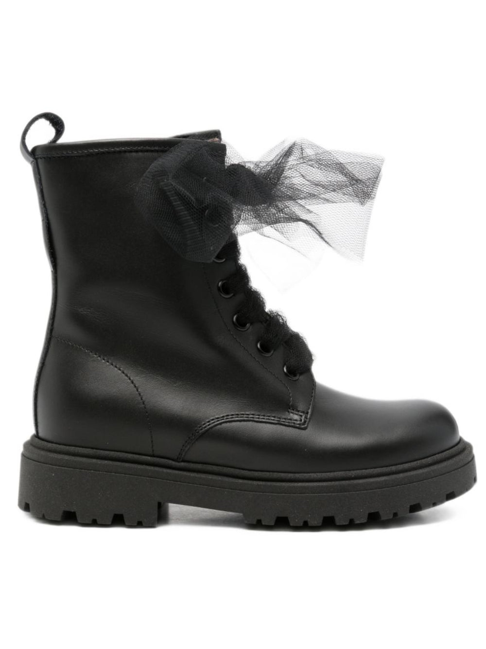 Stivali per bambina Florens Kids nera in pelle con dettaglio fiocco in tulle F2971 CAM NERO FLORENS KIDS