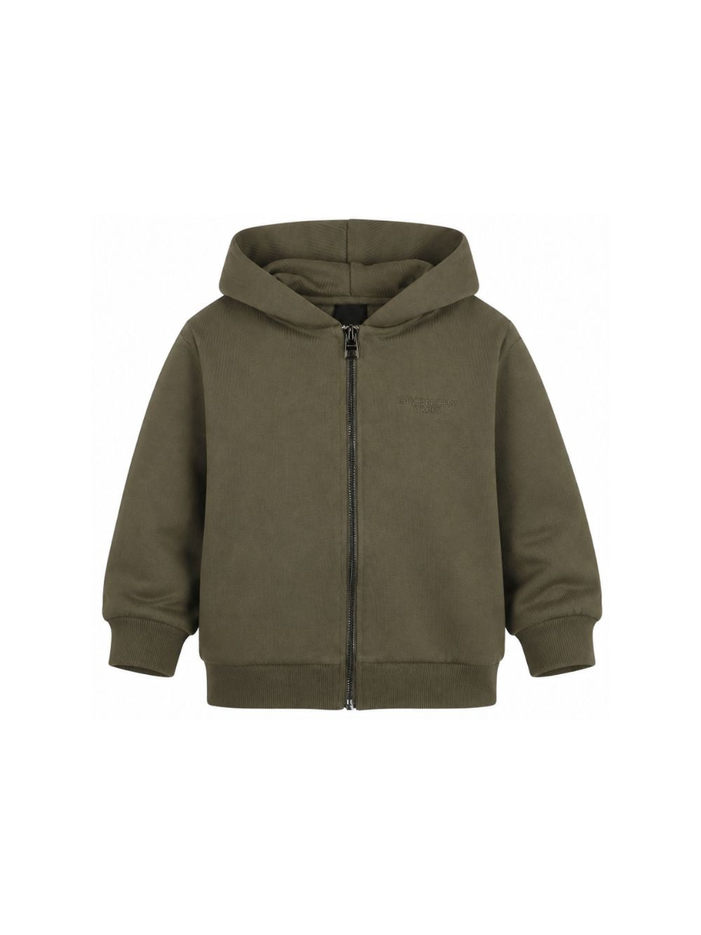 Felpa per bambino Givenchy Kids verde con logo ricamato e zip H31273 653 GIVENCHY KIDS
