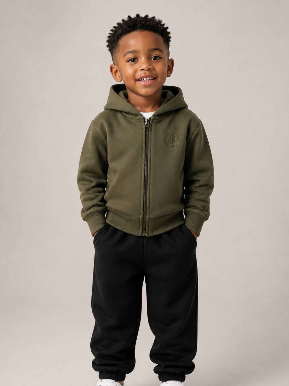 Felpa per bambino Givenchy Kids verde con logo ricamato e zip H31273 653 GIVENCHY KIDS