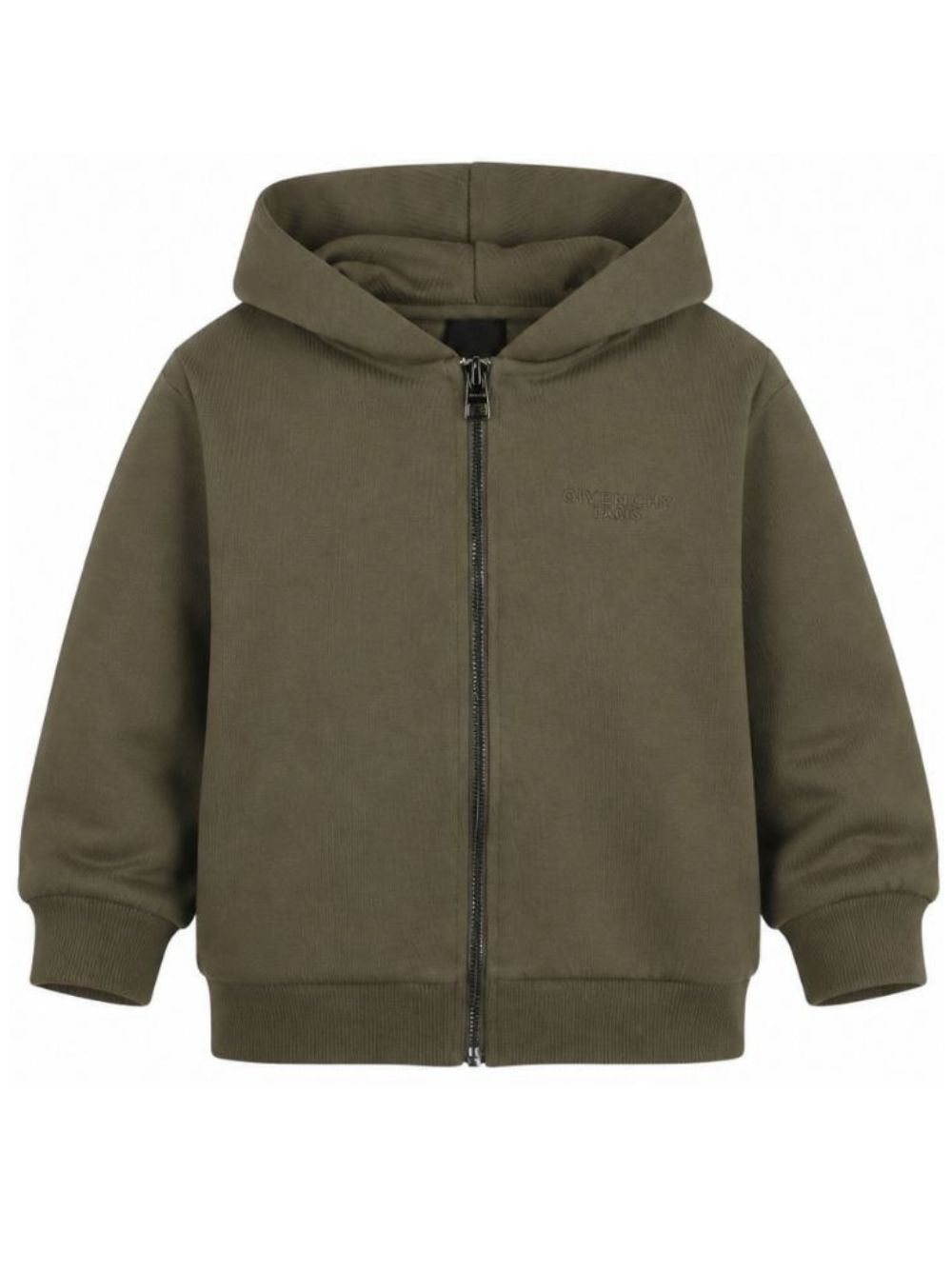 Felpa per bambino Givenchy Kids verde con logo ricamato e zip H31273 653 GIVENCHY KIDS