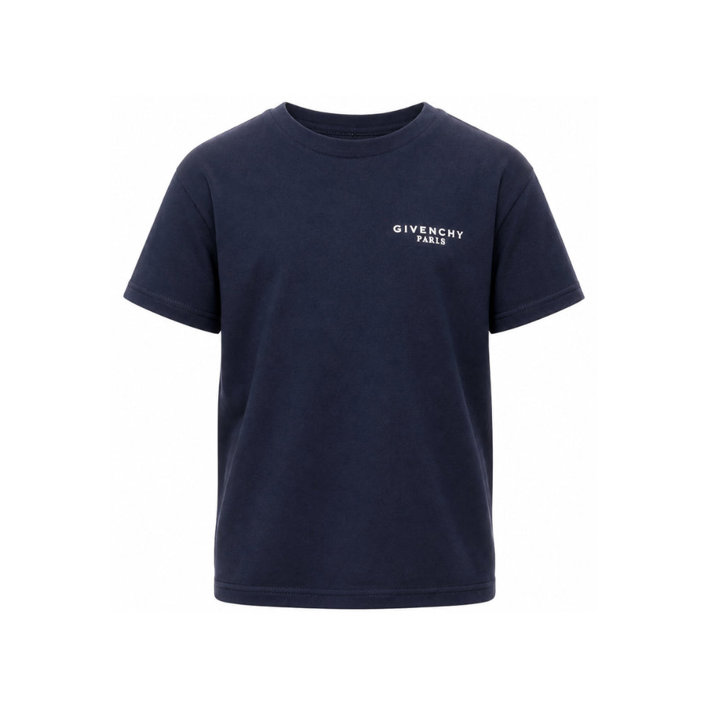 T-shirt per bambino Givenchy Kids blu navy con stampa logo sul petto H31280 853 GIVENCHY KIDS