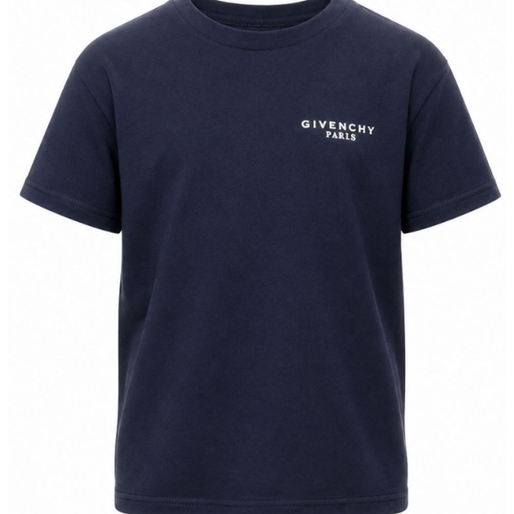 T-shirt per bambino Givenchy Kids blu navy con stampa logo sul petto H31280 853 GIVENCHY KIDS