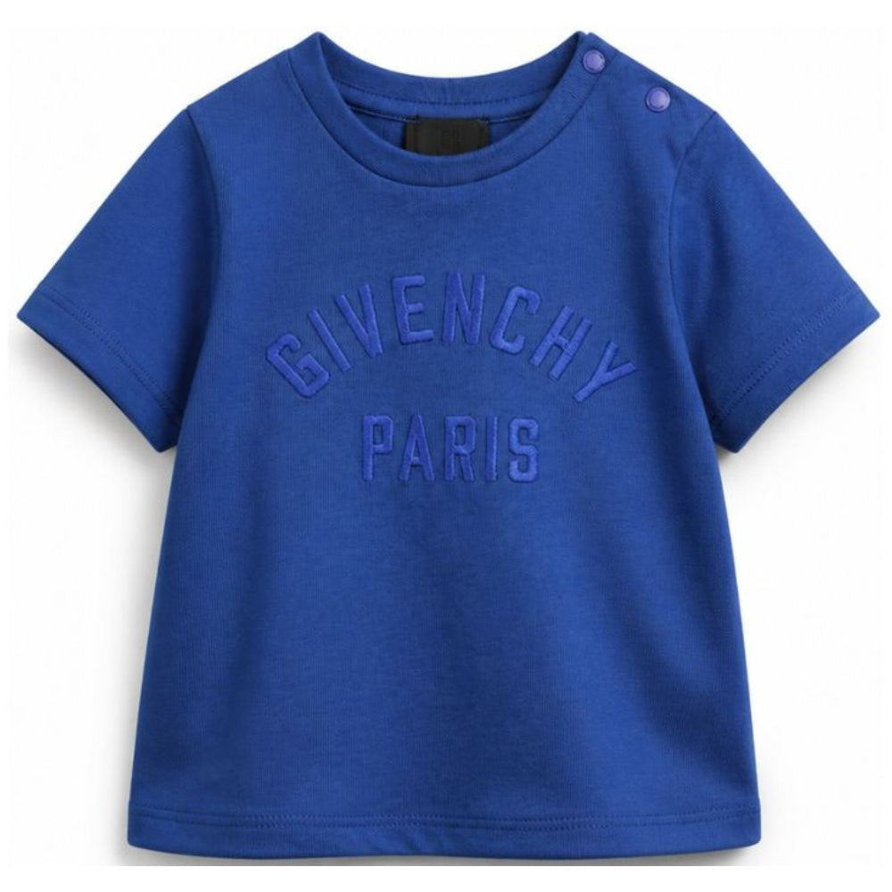 T-shirt per neonati Givenchy Kids blu con dettaglio logo H31286 865 GIVENCHY KIDS