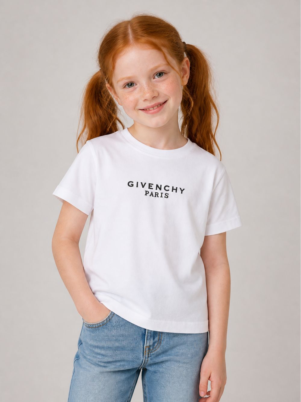 T-shirt per bambina Givenchy Kids bianca con stampa logo sul davanti H31315 10P GIVENCHY KIDS