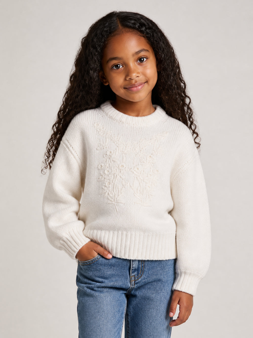 Maglione per bambina Givenchy Kids beige con ricamo H31324 117 GIVENCHY KIDS