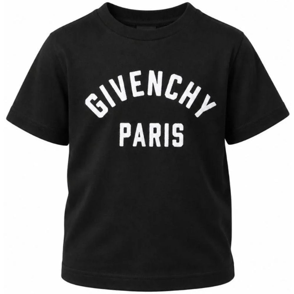T-shirt per bambini Givenchy Kids nera con stampa logo sul davanti H31345 09B GIVENCHY KIDS