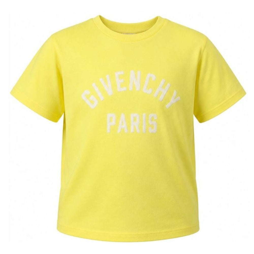 T-shirt per bambini Givenchy Kids gialla con stampa logo sul davanti H31345 508 GIVENCHY KIDS